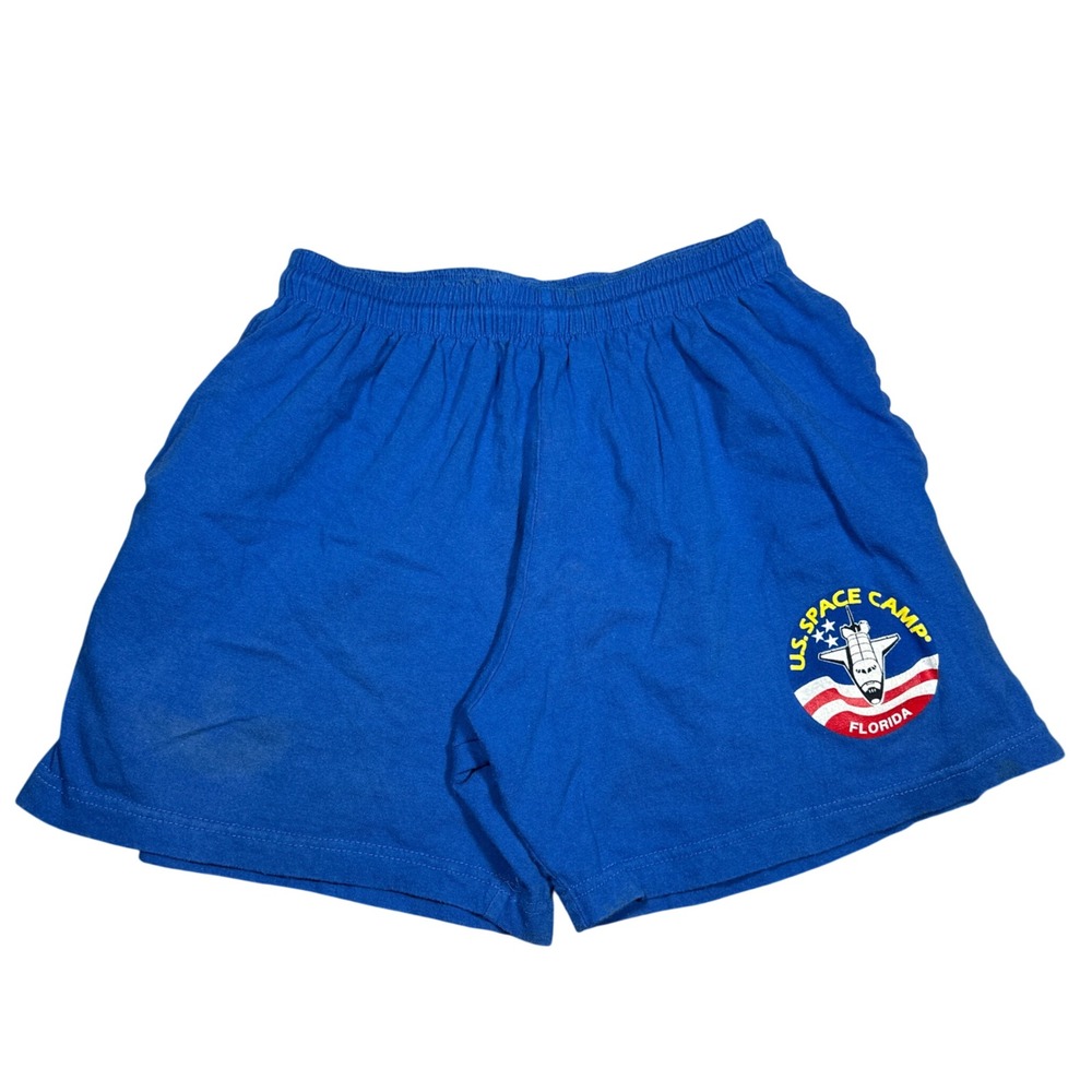 Vintage US Space Camp Florida Shorts Blue Cotton‎ Graphic Made in USA Medium